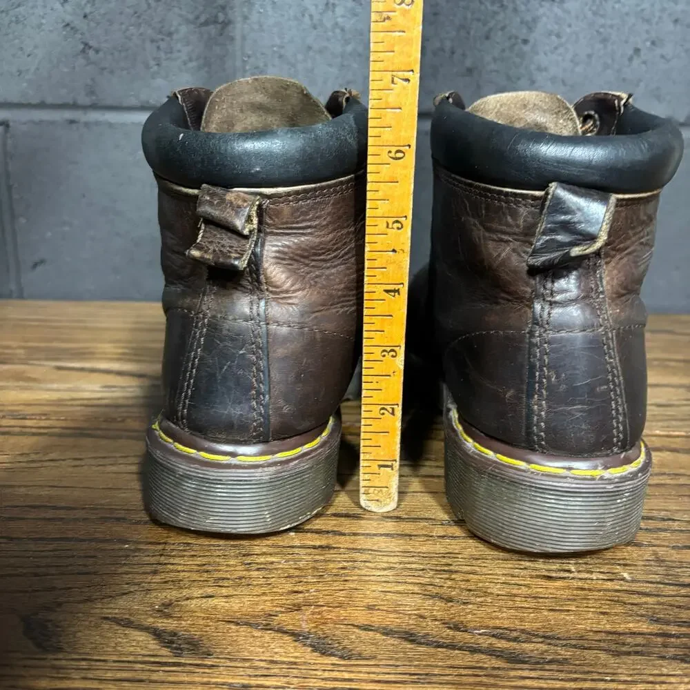 Vintage Dr Martens Made in England Men’s 9 Brown Leather 6 Eye Ankle Boots